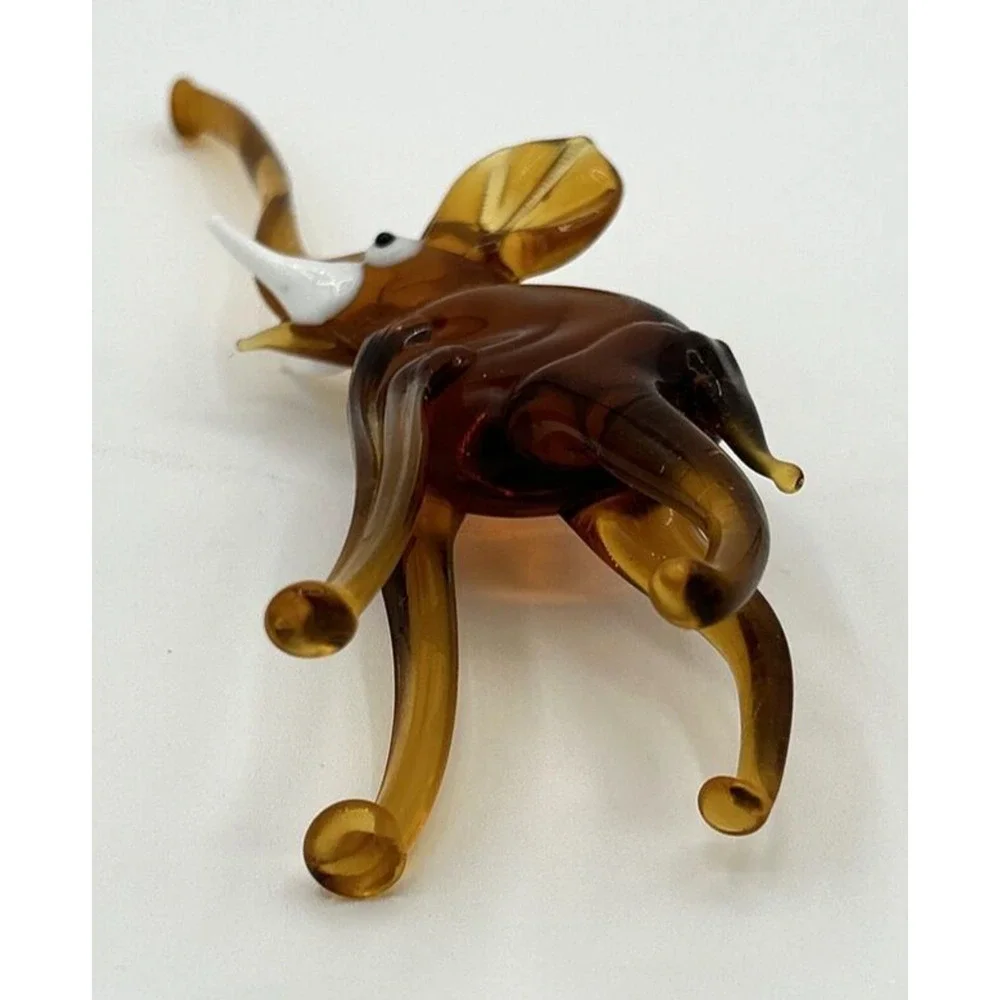 Vintage Blown Glass Brown Elephant Figurine 7.5